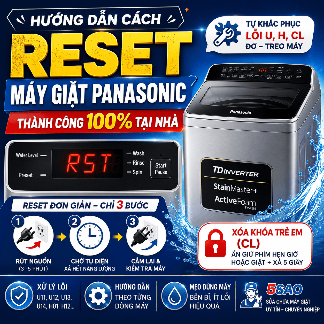 Hướng Dẫn Cách Reset Máy Giặt Panasonic Thành Công 100%