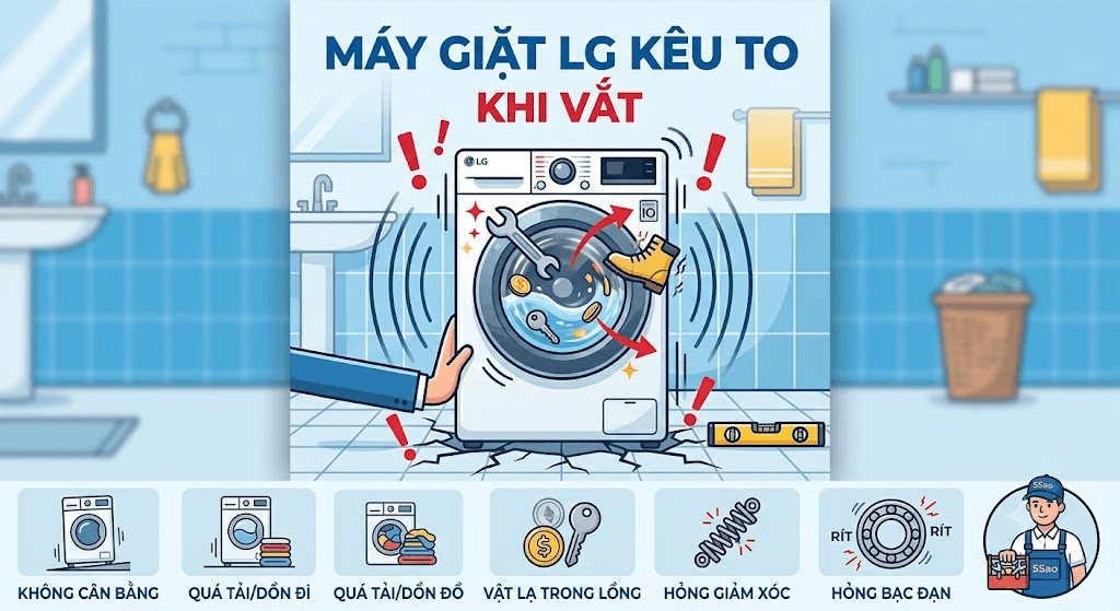 5 Nguyên Nhân Máy Giặt Lg Kêu To Khi Vắt & Cách Khắc Phục