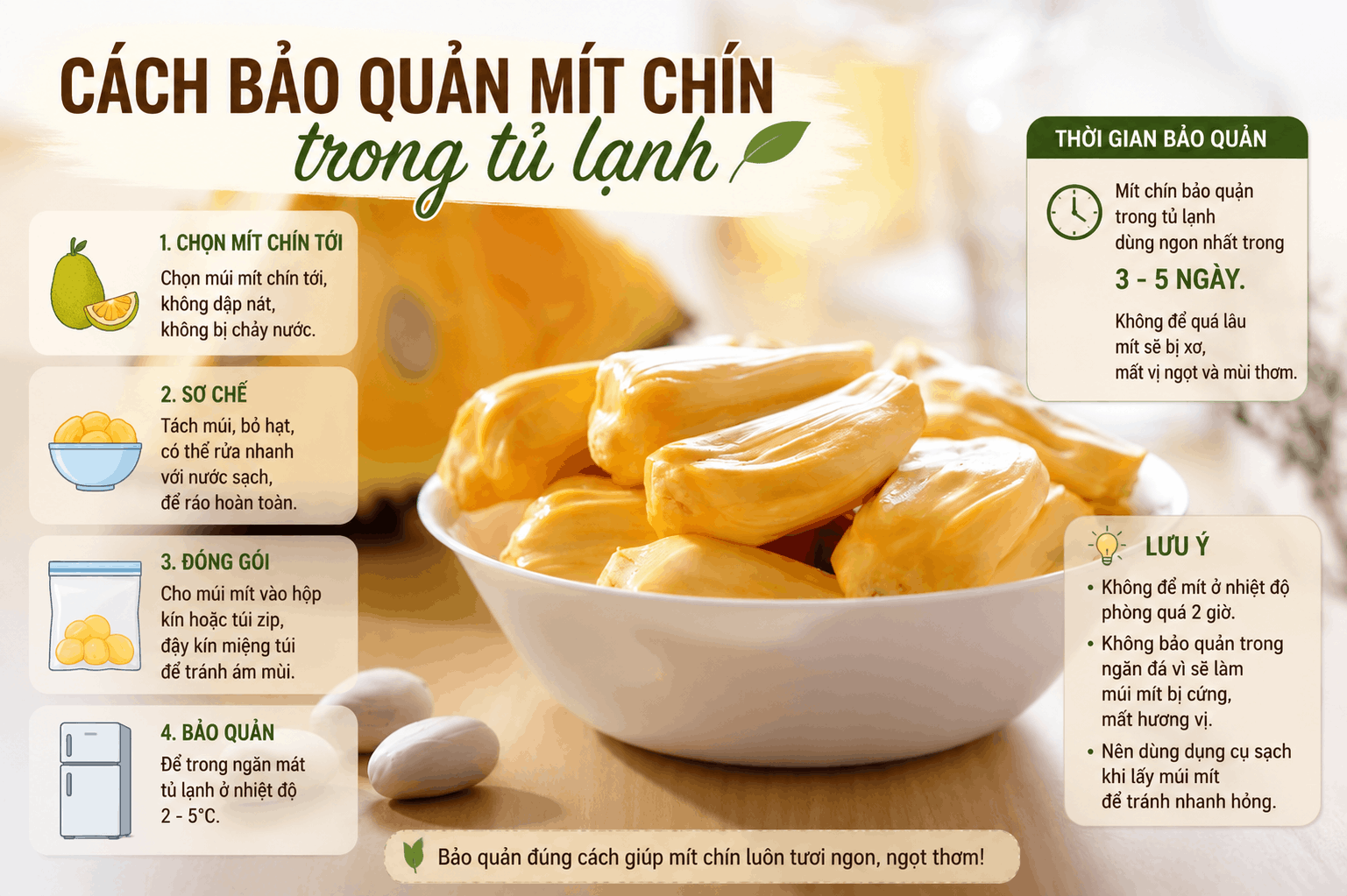 Cách bảo quản mít chín trong tủ lạnh tươi ngon, không ám mùi
