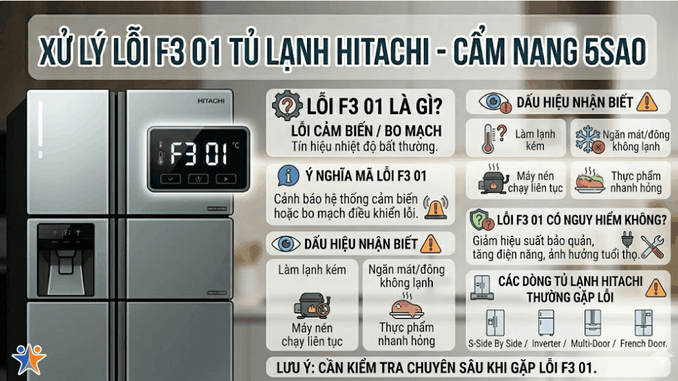Lỗi F3 01 Tủ Lạnh Hitachi Là Gì? Nguyên Nhân Và Cách Khắc Phục Hiệu Quả 