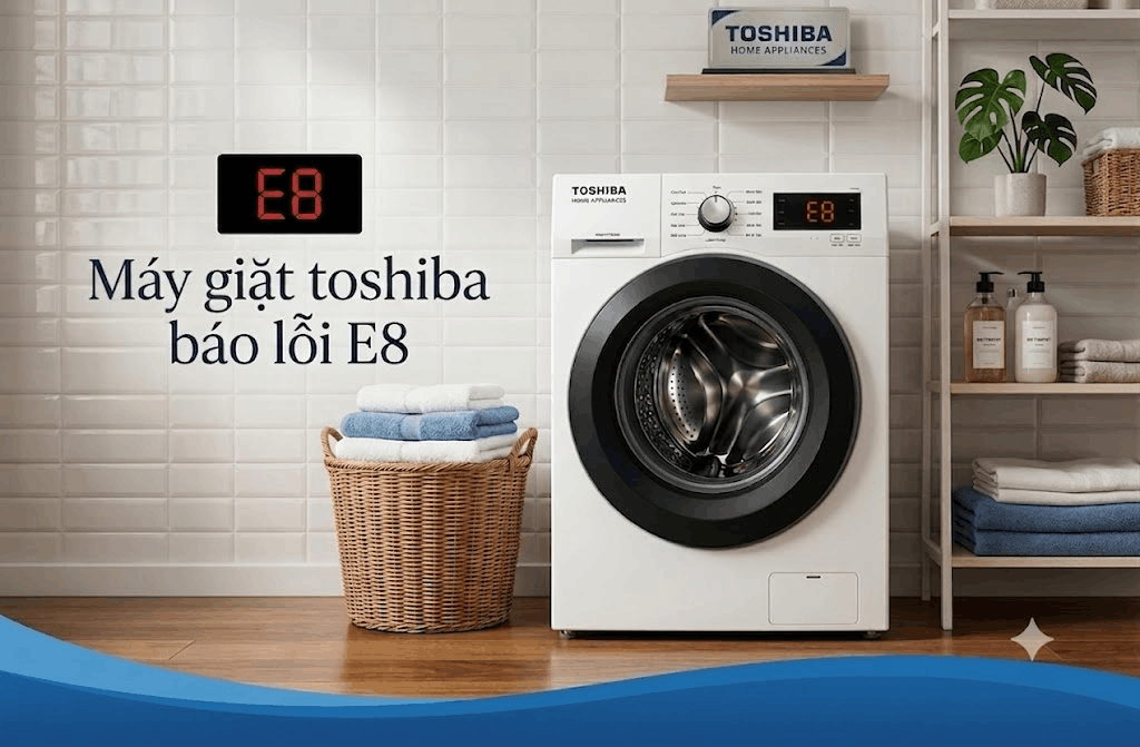 Máy Giặt Toshiba Báo Lỗi E8: Nguyên Nhân & Cách Khắc Phục