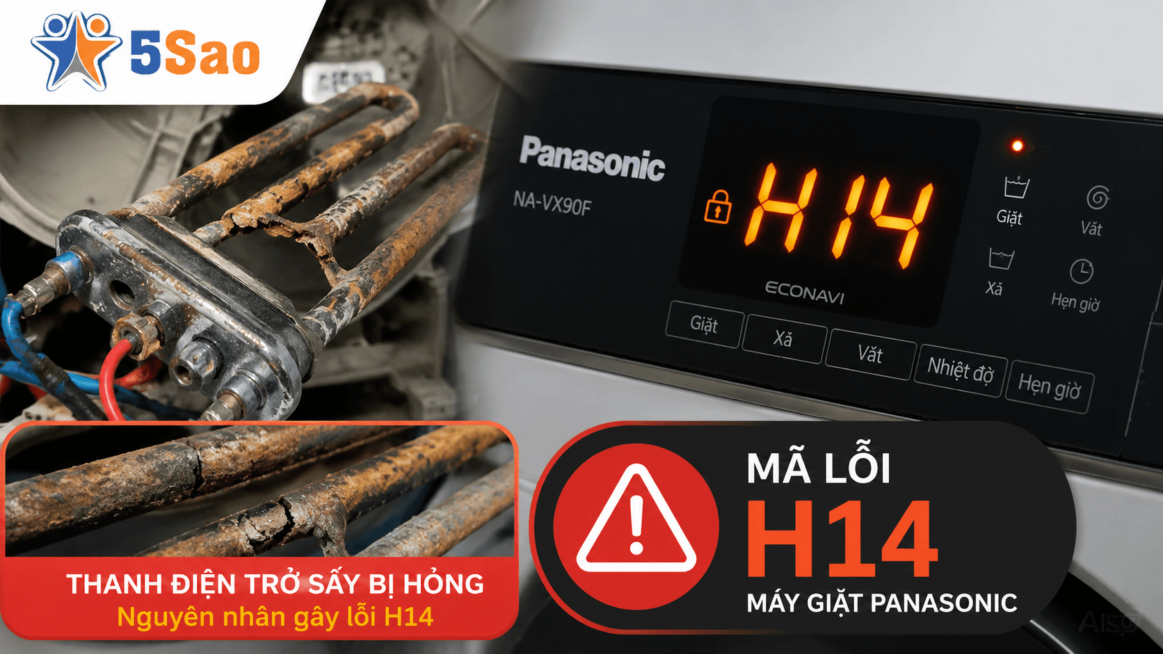 Lỗi H14 máy giặt Panasonic: 5 Bước sửa chuẩn xác từ 5Sao