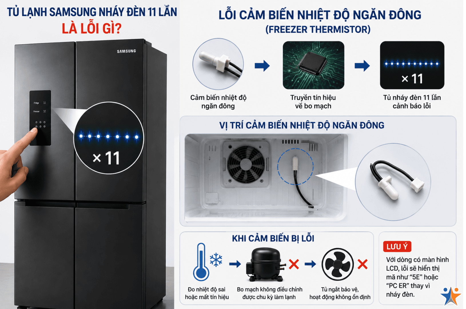 Tủ Lạnh Samsung Nháy Đèn 11 Lần: Nguyên Nhân & Cách Xử Lý