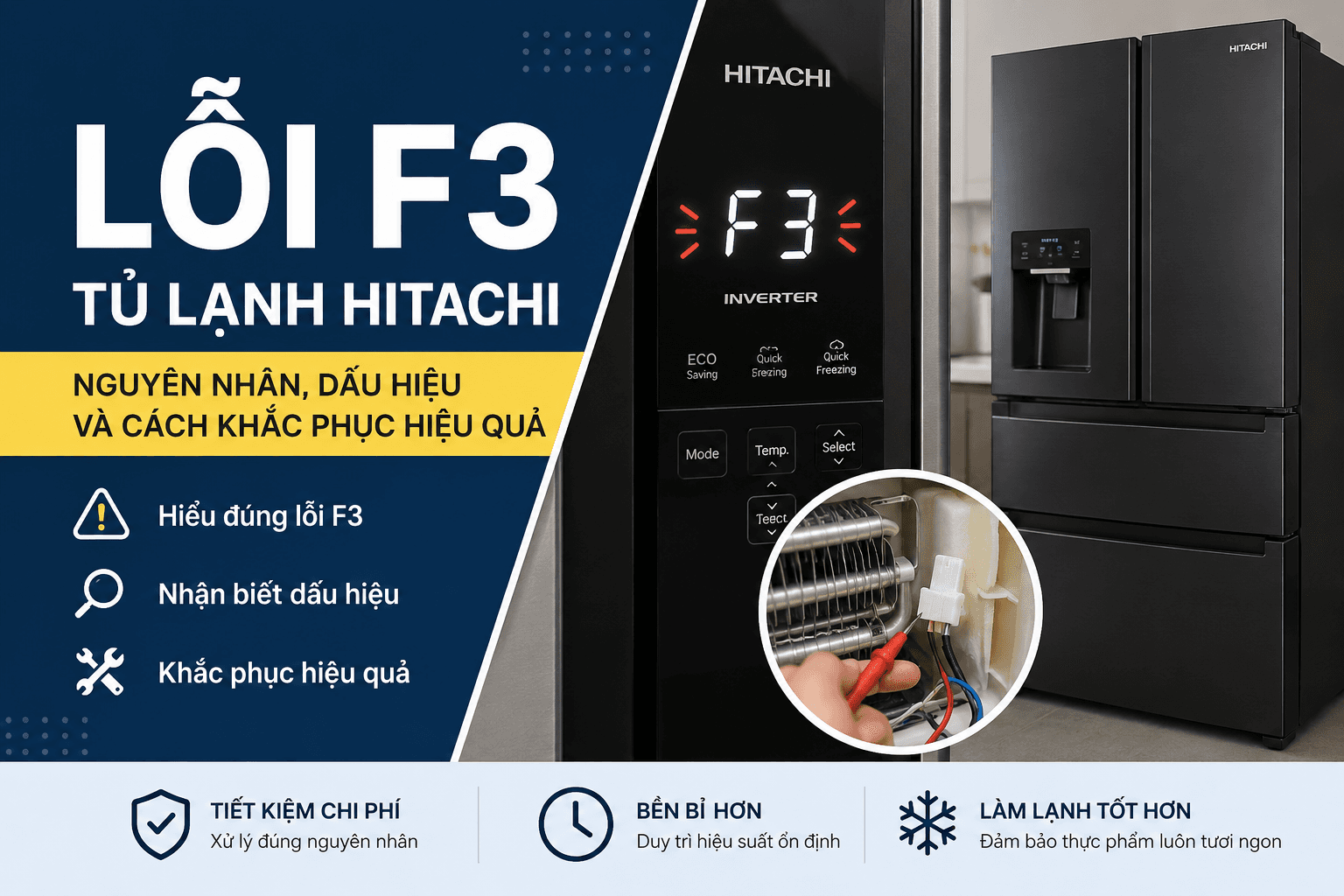 Lỗi F3 tủ lạnh Hitachi: Nguyên nhân và cách khắc phục