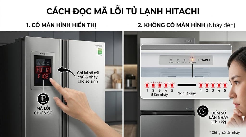 Mã lỗi tủ lạnh Hitachi: Bảng tra cứu toàn tập và cách sửa nhanh chóng và an toàn