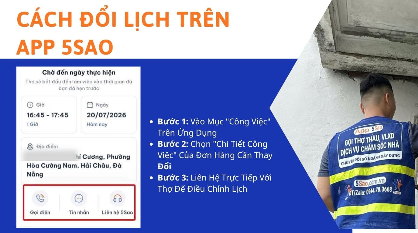 Hướng Dẫn Cách Hủy Lịch Hoặc Đổi Lịch Trên App 5Sao Nhanh Chóng, Đơn Giản