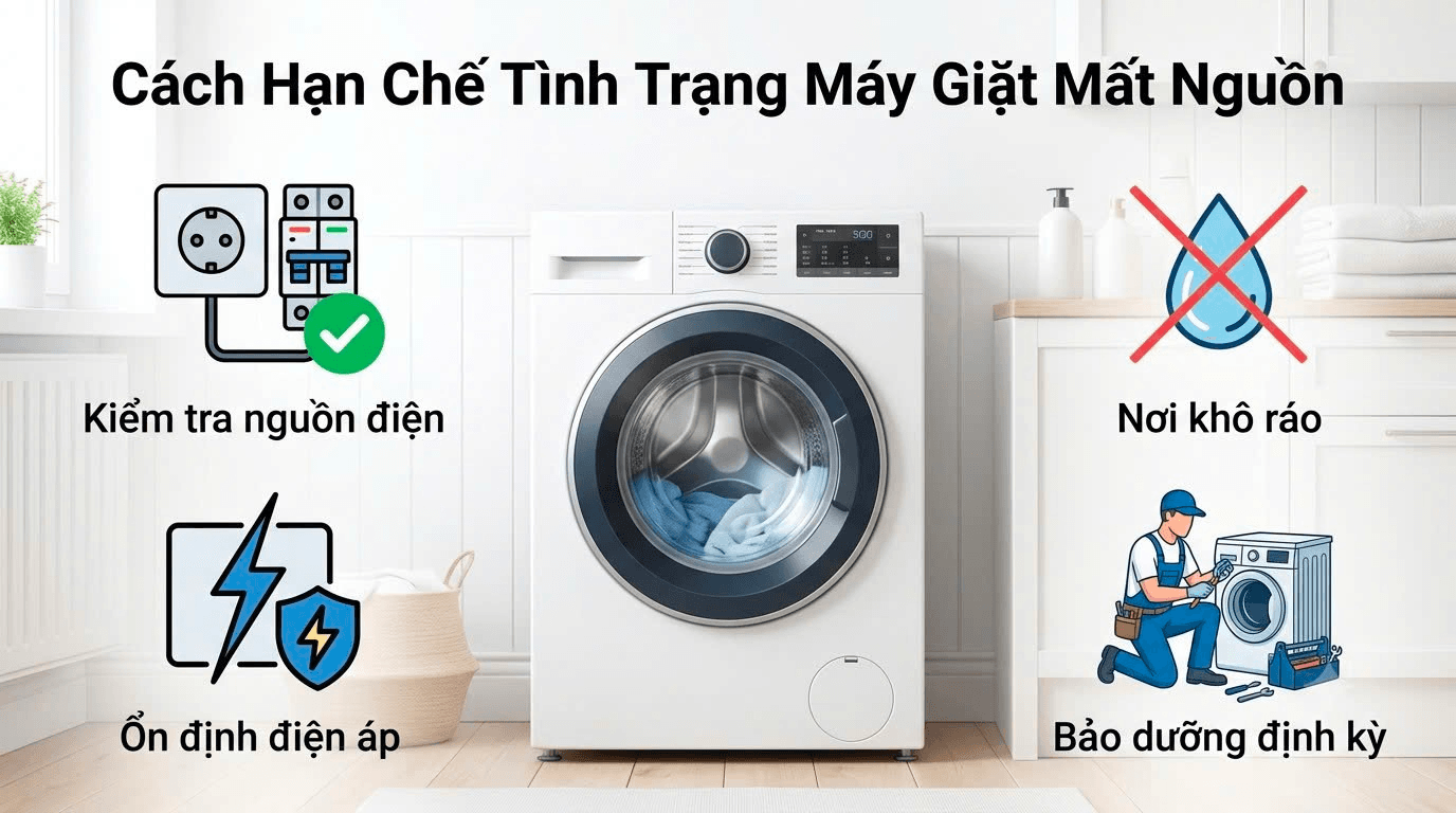 Máy Giặt Mất Nguồn: Nguyên Nhân Và Cách Khắc Phục Hiệu Quả Tại Nhà