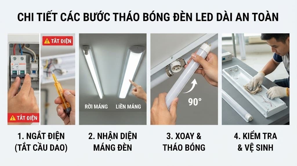 Hướng Dẫn Cách Tháo Bóng Đèn LED Dài An Toàn, Đơn Giản Tại Nhà