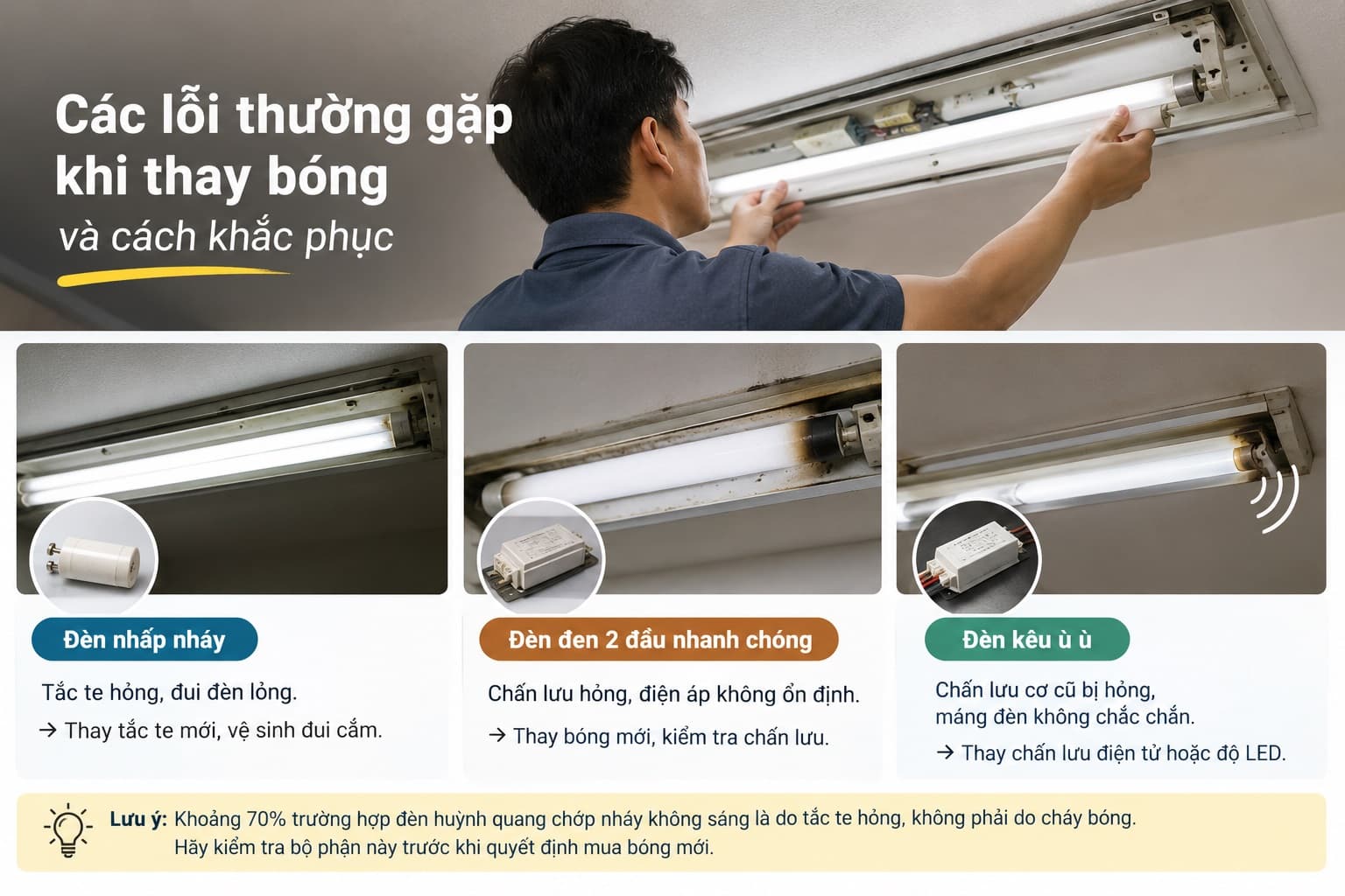 Cách Thay Bóng Đèn Huỳnh Quang Đơn Giản Tại Nhà [5 Bước]