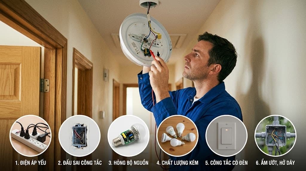 6 Nguyên Nhân Bóng Đèn LED Chớp Tắt Liên Tục – Cách Xử Lý An Toàn Tại Nhà