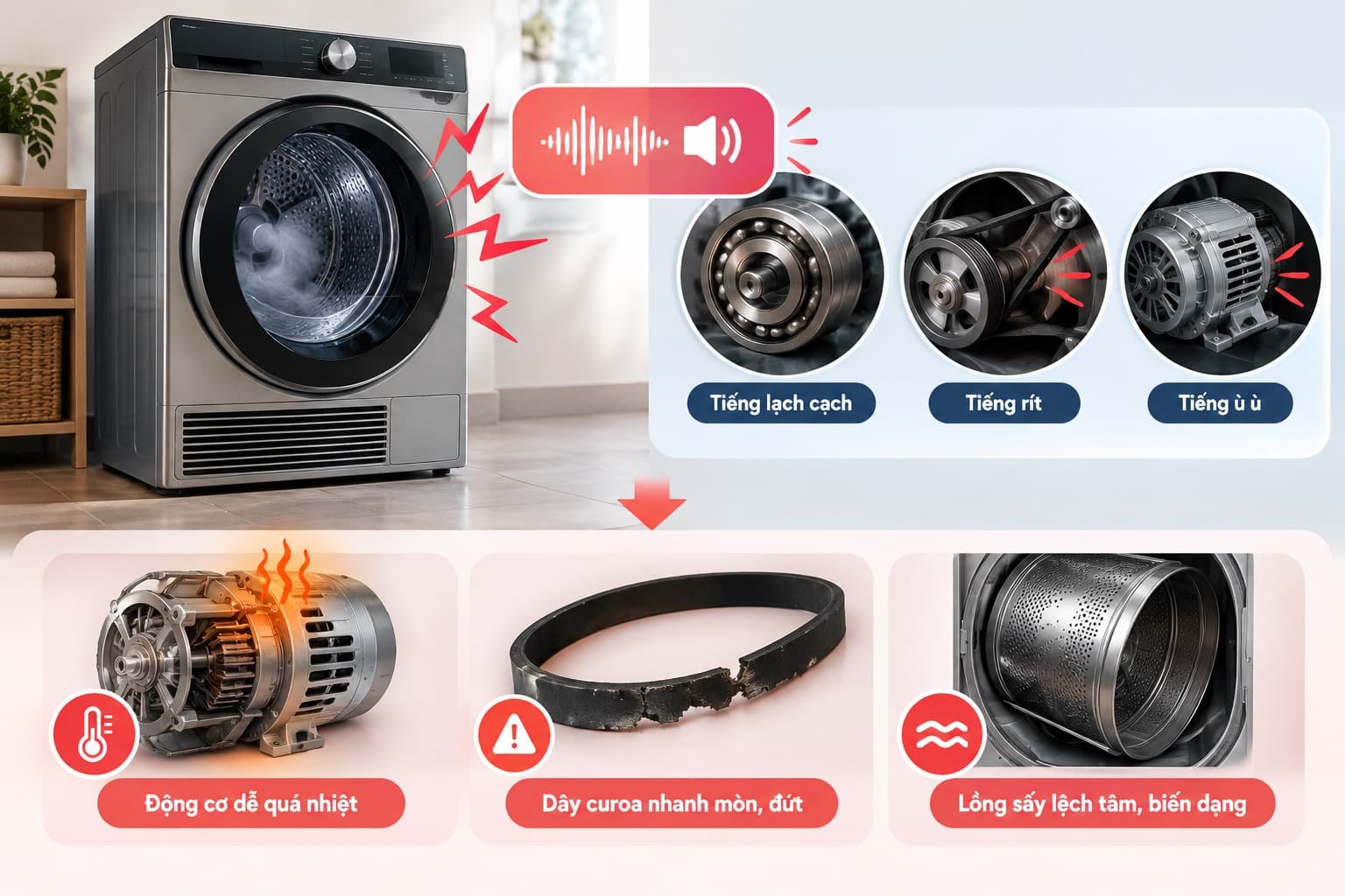 Nguyên Nhân Máy Sấy Kêu To Khi Hoạt Động Và Cách Khắc Phục
