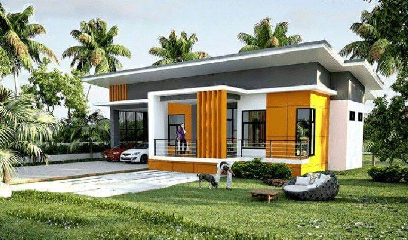 Mái hiên bê tông cốt thép kết hợp lam chắn nắng