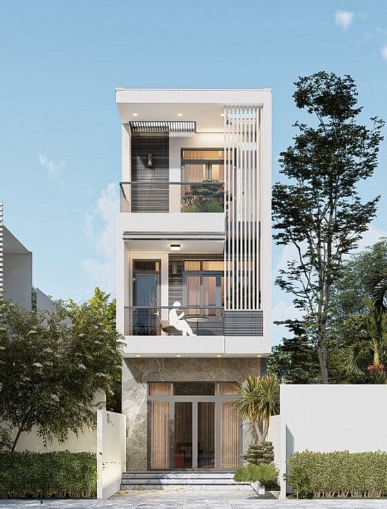 Mặt tiền nhà phố 5m 3 tầng – xu hướng thiết kế hiện đại và tối ưu không gian