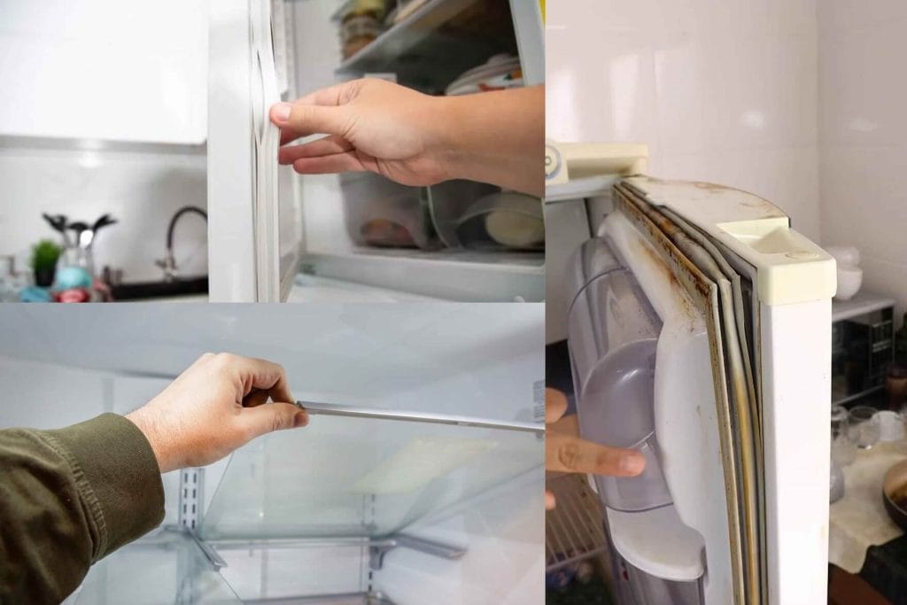 Lau chùi cặn bẩn gioăng cửa tủ khi sinh máy lạnh.