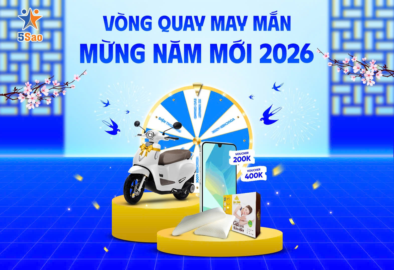 QUAY SỐ 5SAO GIẬT GIẢI LỚN NHẤT NĂM – SĂN XE VINFAST EVO GRAND TRỊ GIÁ 21 TRIỆU ĐỒNG!