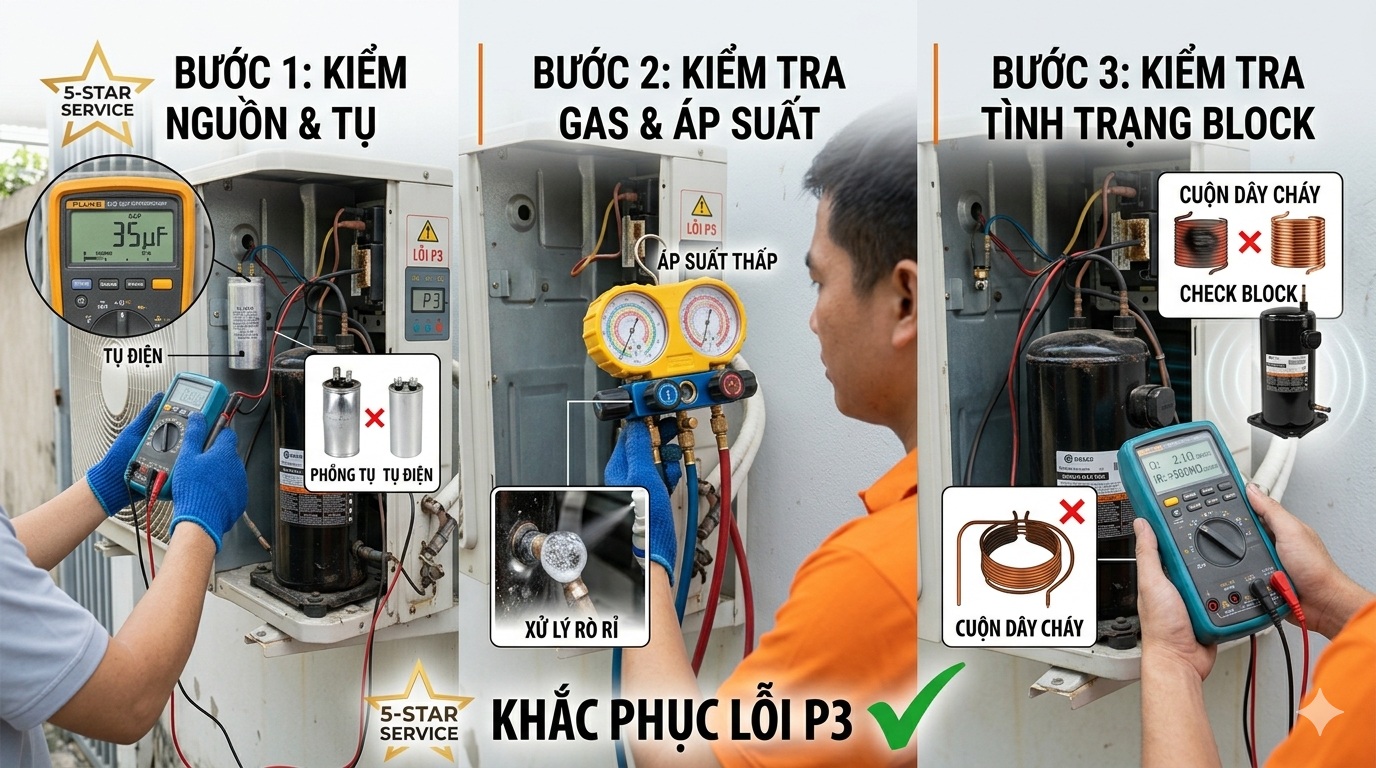 Quy trình 3 bước xử lý lỗi P3 chuẩn kỹ thuật 5Sao