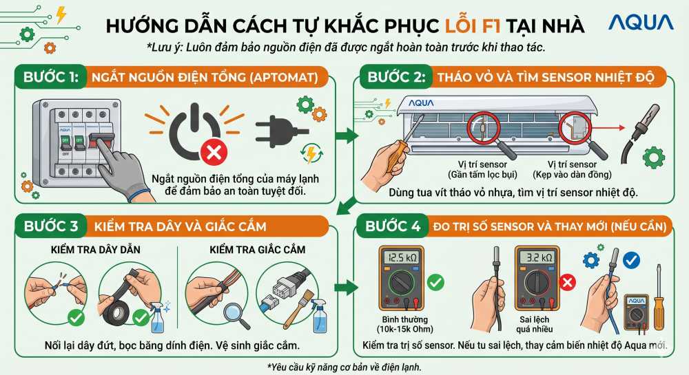 máy lạnh Aqua báo lỗi F1