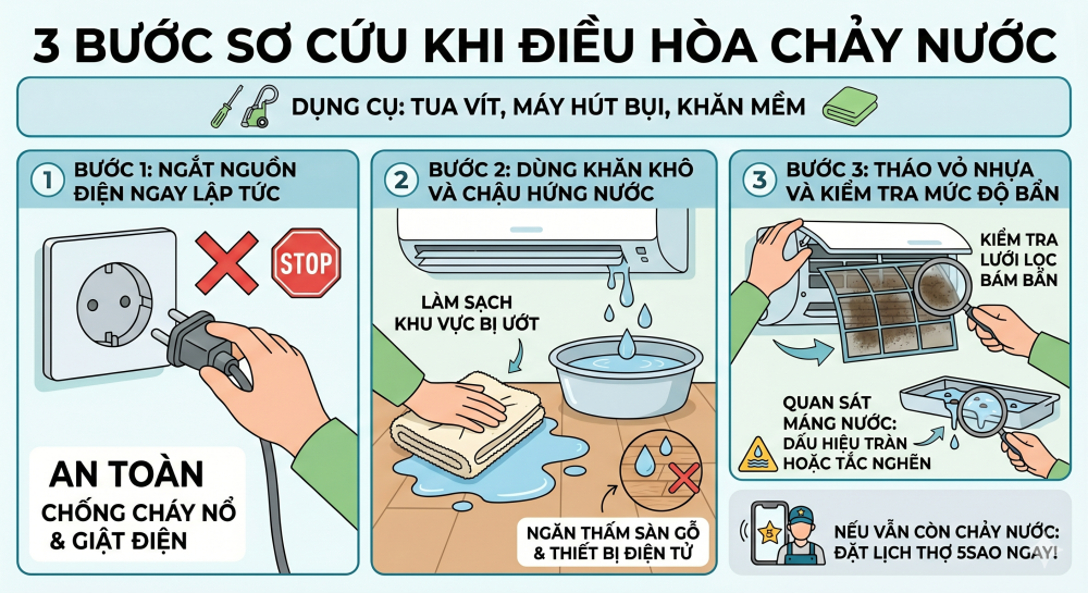 Máy lạnh bị chảy nước phải làm sao