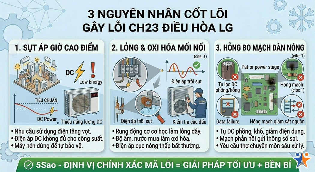 3 Nguyên nhân cốt lõi khiến điều hòa LG báo lỗi CH23