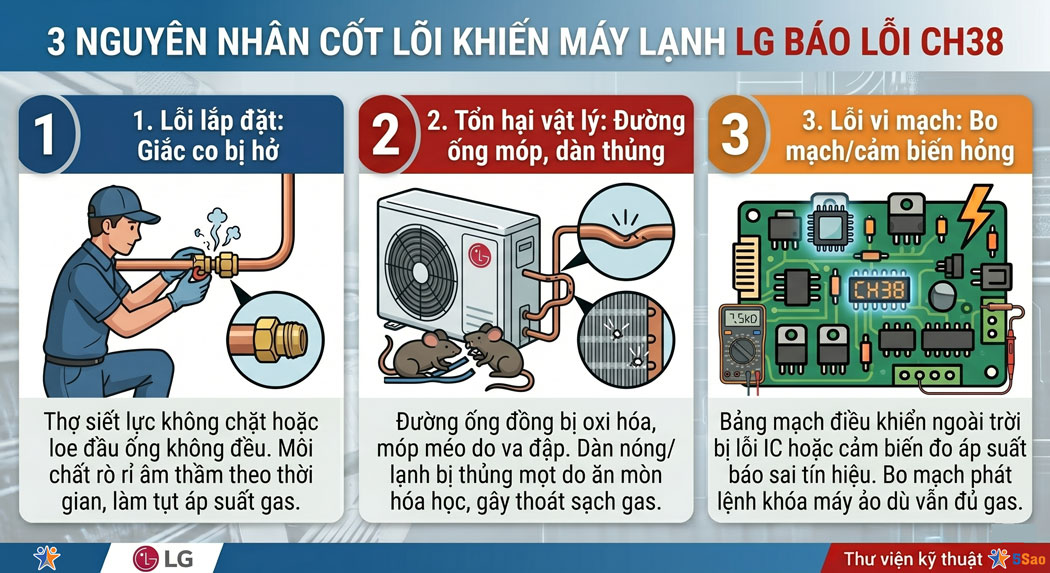 3 Nguyên nhân cốt lõi khiến máy lạnh LG báo lỗi CH38