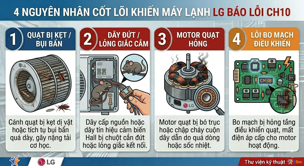 4 Nguyên nhân cốt lõi khiến máy lạnh LG báo lỗi CH10