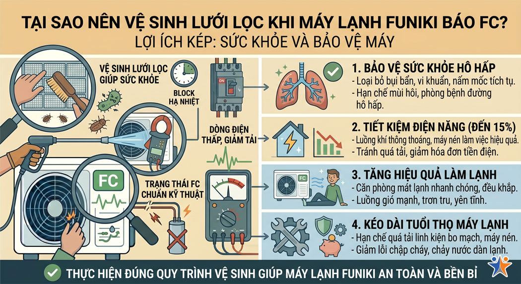 Hướng dẫn cách xóa lỗi FC điều hòa Funiki bằng Remote