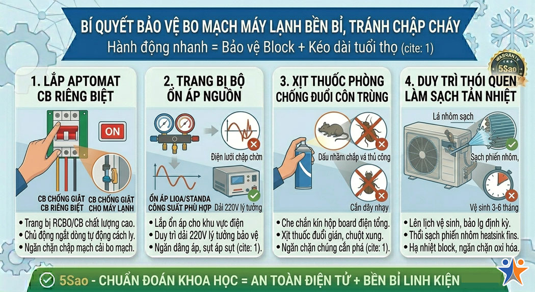 Bí quyết bảo vệ bo mạch máy lạnh bền bỉ, tránh chập cháy