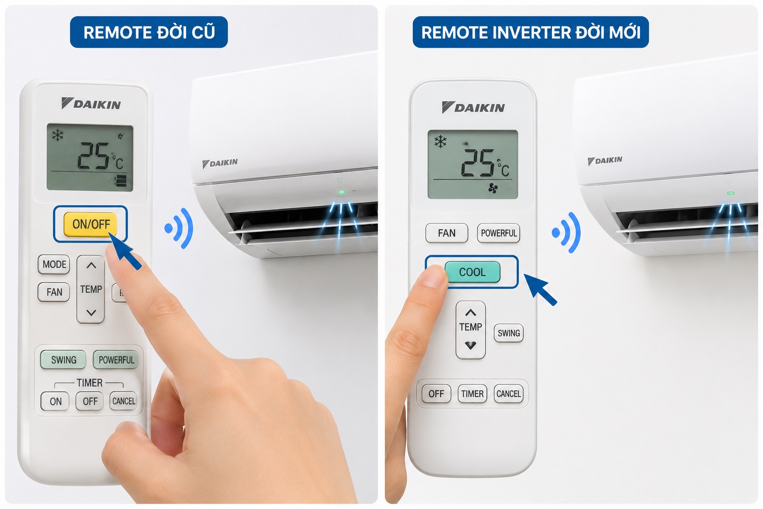 Cách mở máy lạnh Daikin bằng Remote (Điều khiển từ xa)