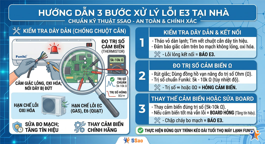 Hướng dẫn quy trình 3 bước xử lý lỗi E3 tại nhà