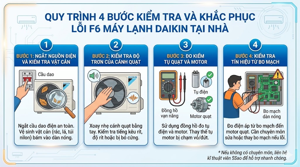 Quy trình các bước kiểm tra và khắc phục lỗi F6 tại nhà