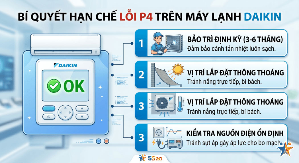 Bí quyết hạn chế lỗi P4 trên máy lạnh Daikin