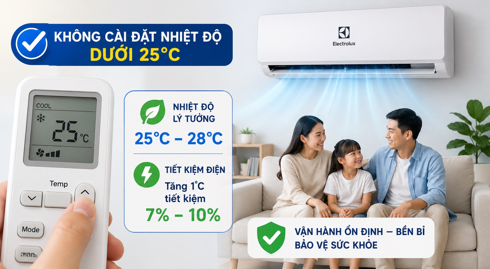 máy lạnh Nagakawa có tốt không khi cài đặt nhiệt độ phòng quá thấp (Dưới 25°C)
