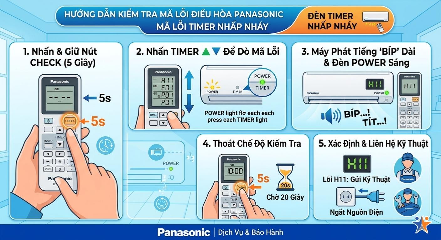 Cách Khắc Phục Hiệu Quả Khi Máy Lạnh Panasonic Báo Đèn Đỏ Timer