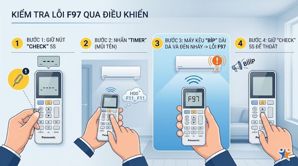 Cách kiểm tra mã lỗi F97 bằng Remote chuẩn xác