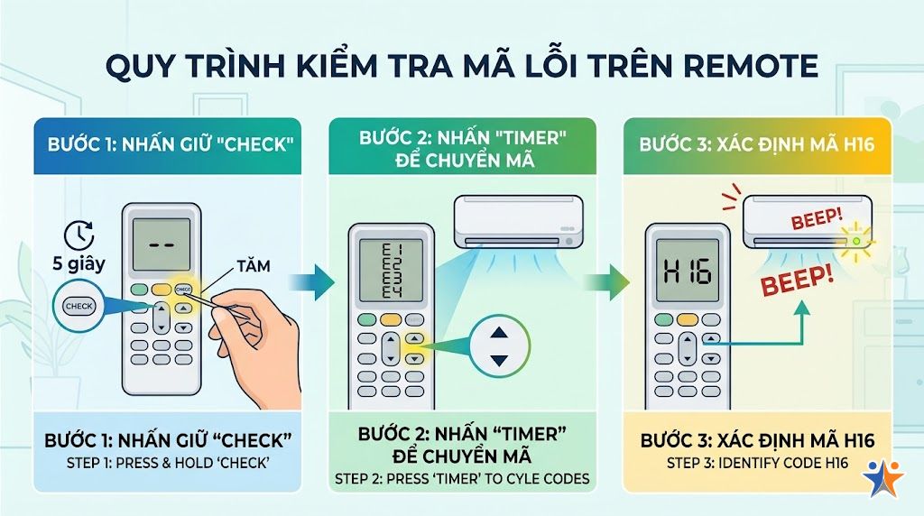 Cách kiểm tra mã lỗi H16 bằng Remote chính xác nhất