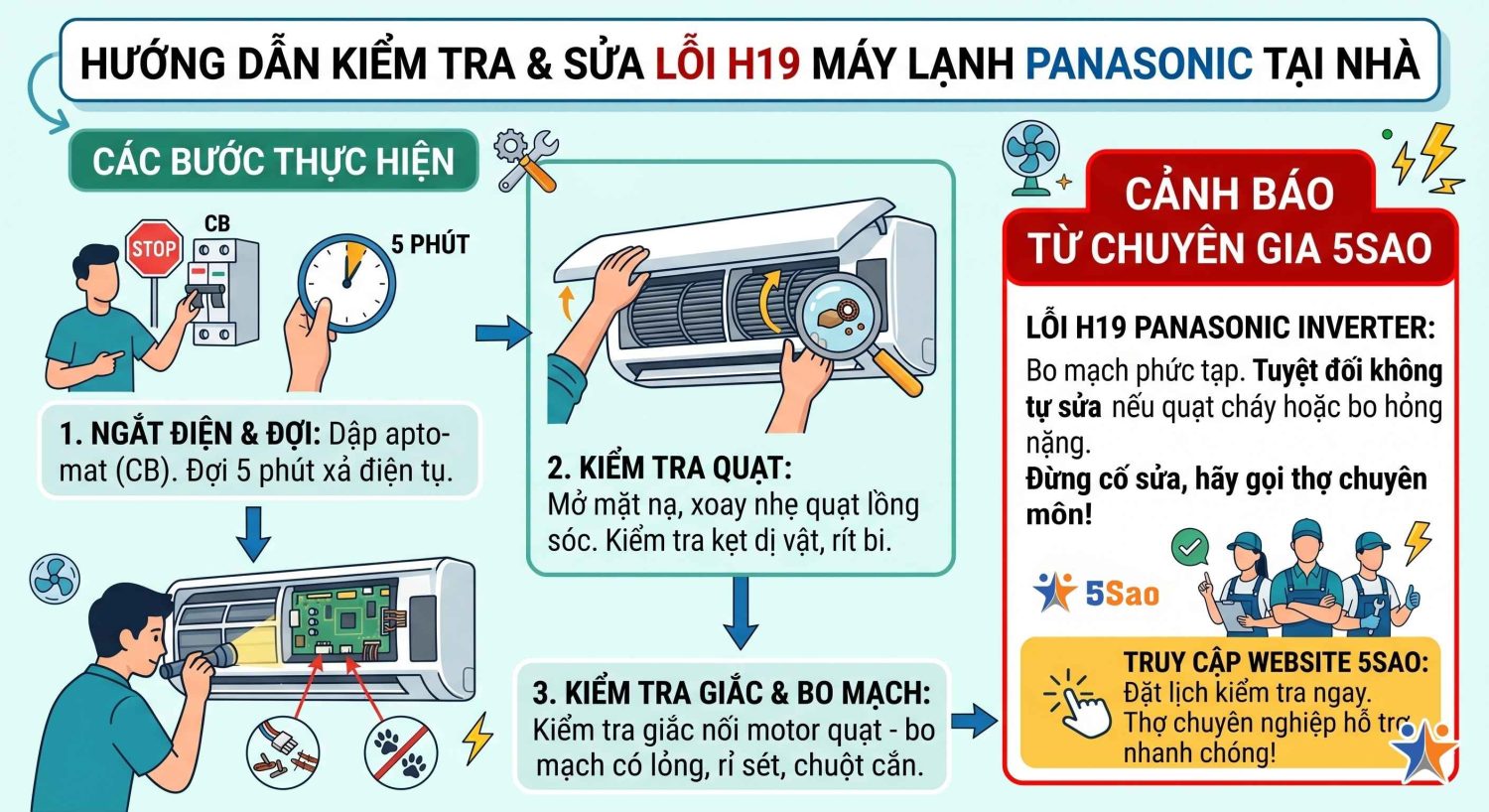 máy lạnh Panasonic báo lỗi H19