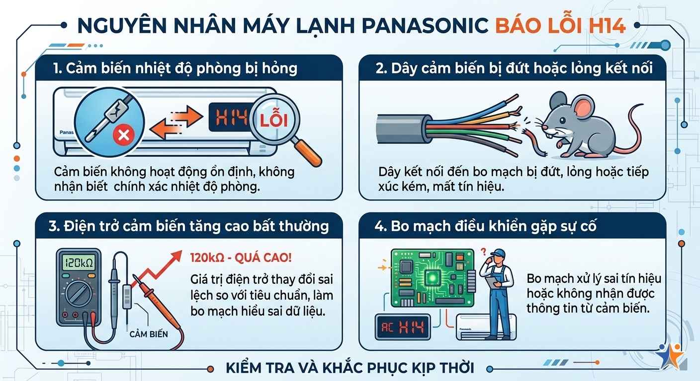 Vì sao máy lạnh Panasonic xảy ra báo lỗi H14 