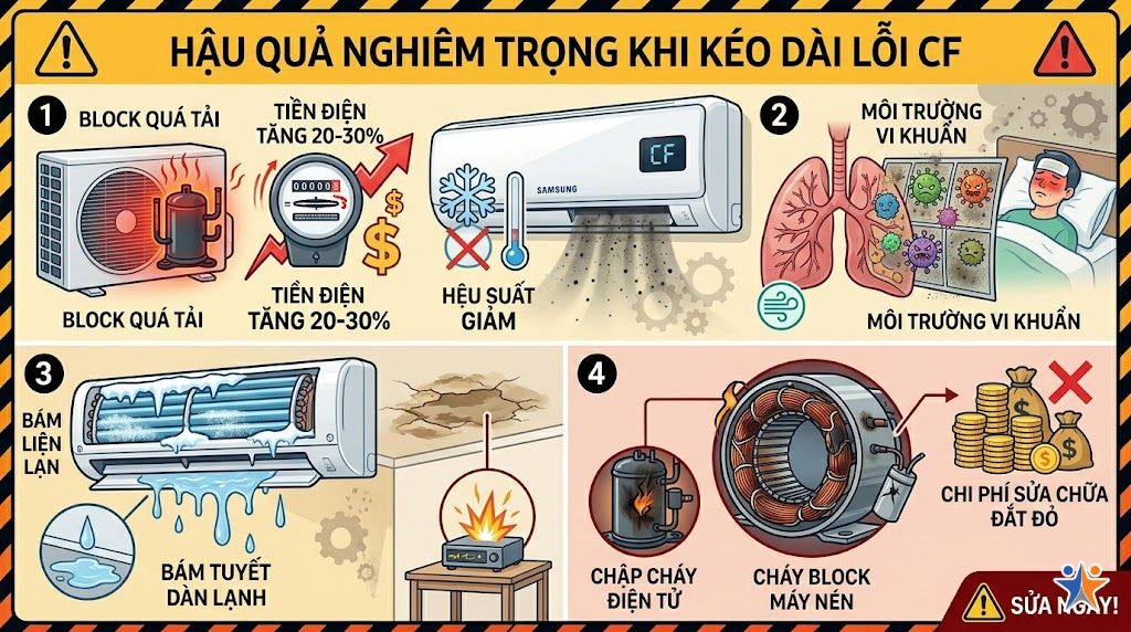 Rủi ro nghiêm trọng nếu kéo dài tình trạng lỗi CF không sửa ngay