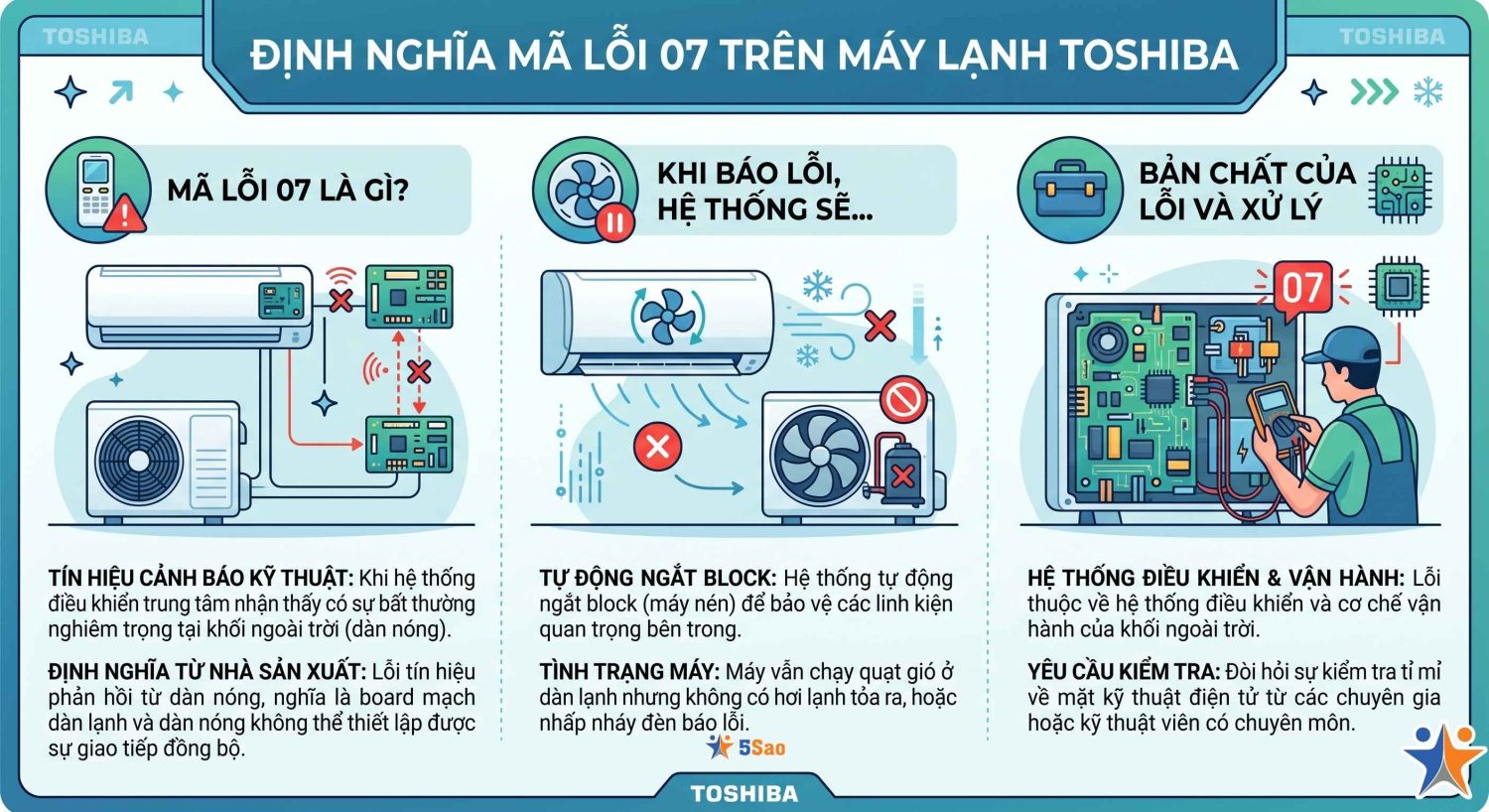 máy lạnh Toshiba báo lỗi 07
