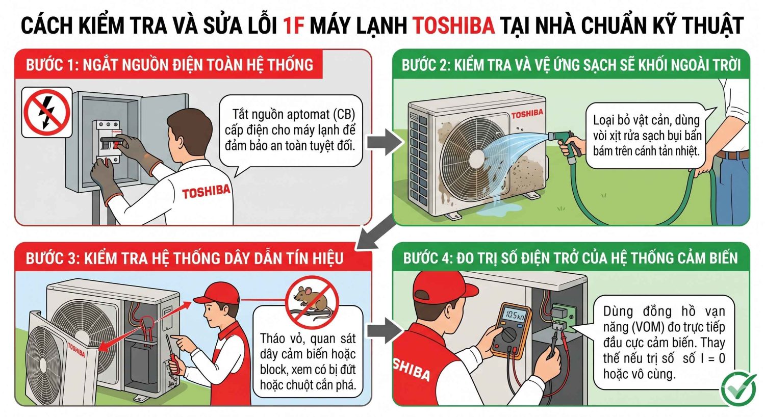 Máy lạnh Toshiba báo lỗi 1F