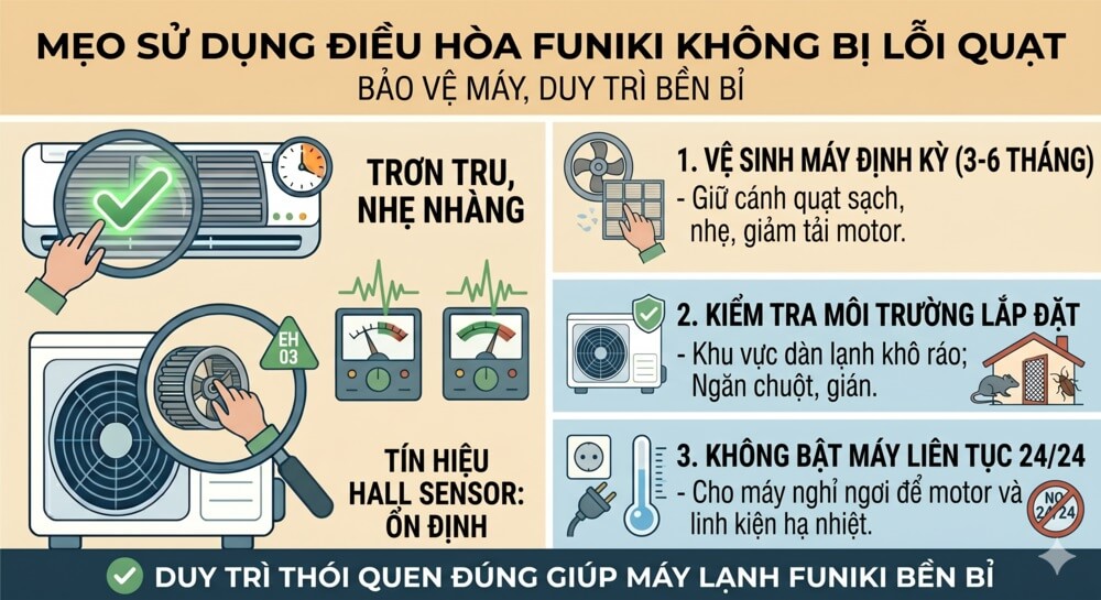 Mẹo sử dụng điều hòa Funiki không bị lỗi quạt