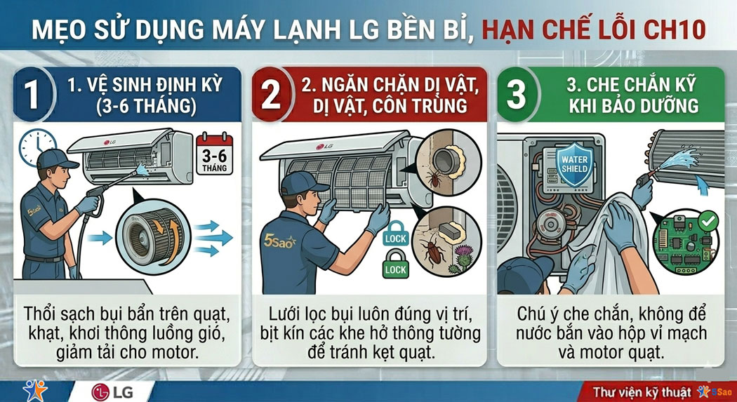 Mẹo sử dụng máy lạnh LG bền bỉ, hạn chế lỗi động cơ quạt