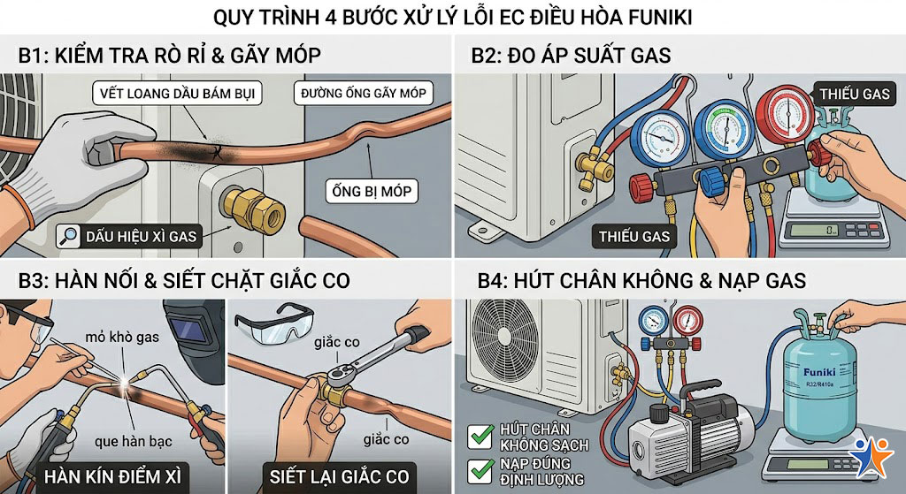 Quy trình xử lý lỗi EC điều hòa Funiki chuẩn kỹ thuật 5Sao