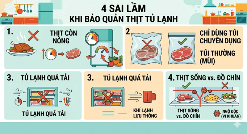 bảo quản thịt trong tủ lạnh đúng cách

