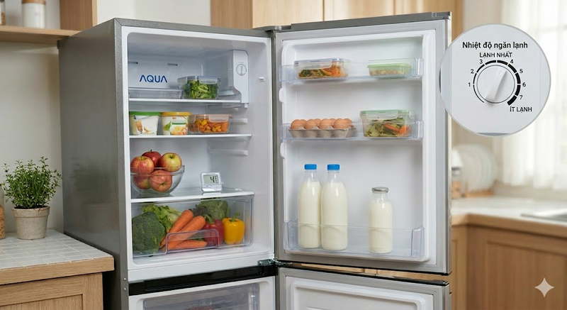 cách điều chỉnh nhiệt độ tủ lạnh Aqua 2 cánh