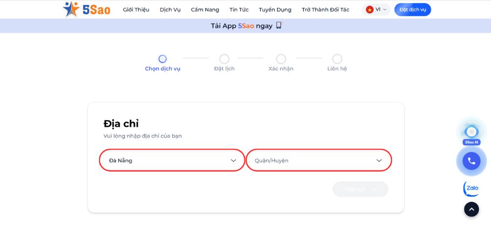 Bước 3: Cung cấp thông tin địa chỉ thực hiện
