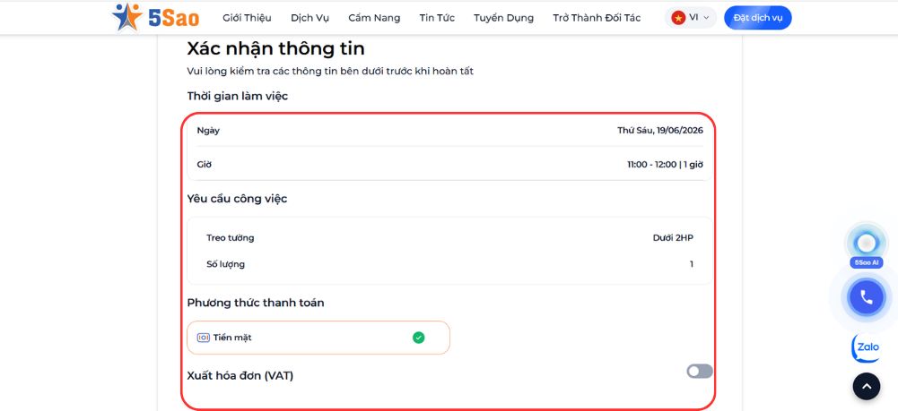 Bước 8: Kiểm tra lại toàn bộ thông tin