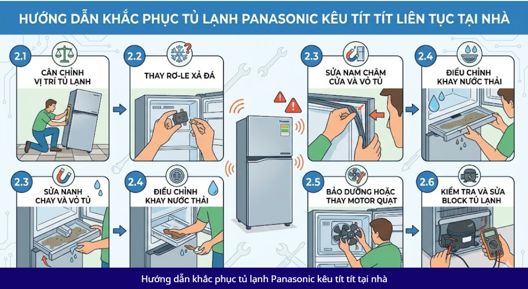 Tủ lạnh Panasonic kêu tít tít liên tục