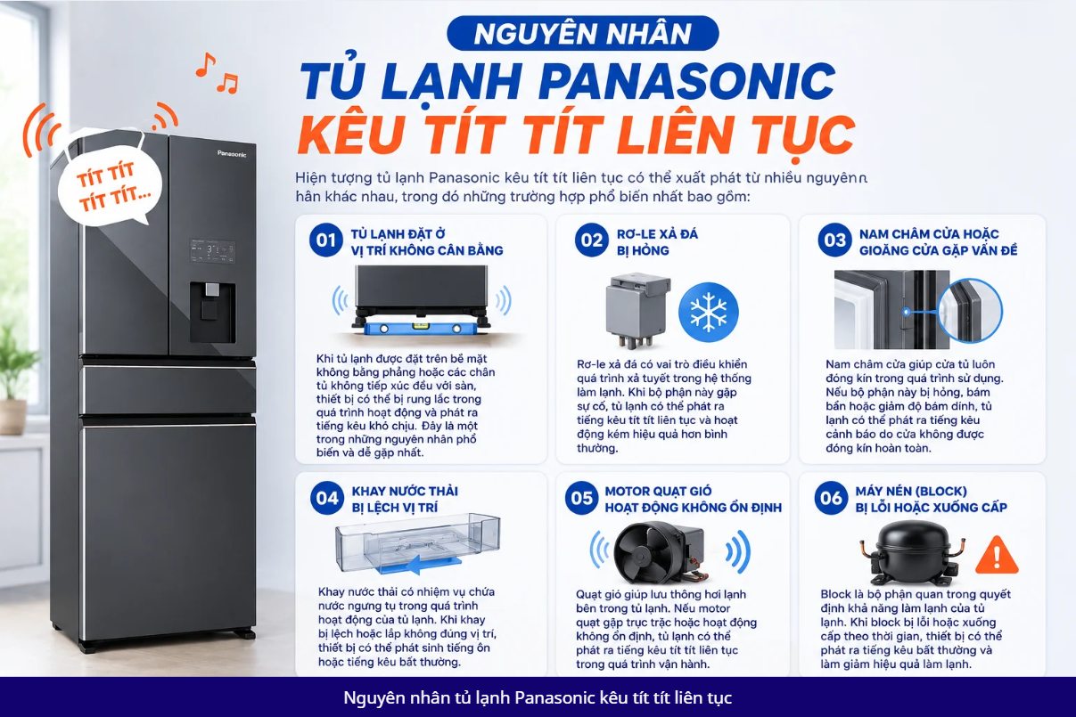 Tủ lạnh Panasonic kêu tít tít liên tục