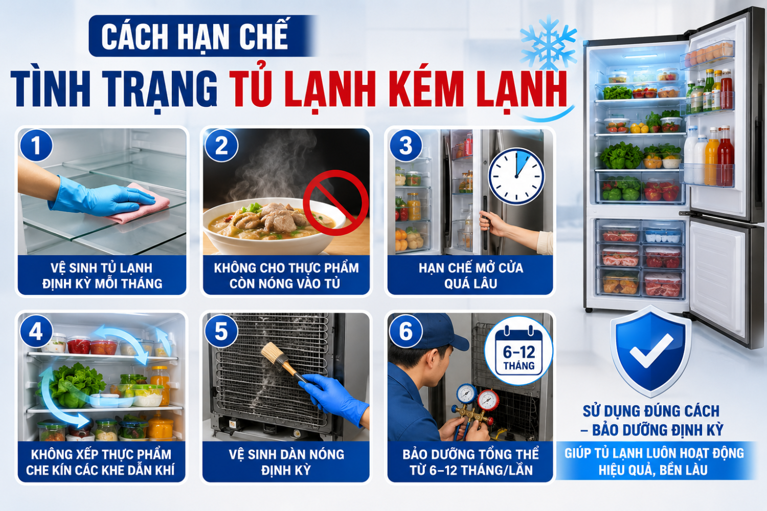 Cách sử dụng giúp tủ lạnh làm lạnh hiệu quả và tiết kiệm điện  